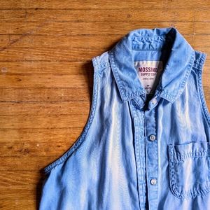 Soft Denim Sleeveless Button-down